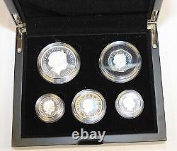 2010 UK Sterling. 925 Silver Proof Celebration Set, 5 Coins As Issued Condition