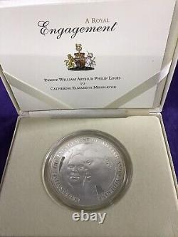 2010 William & Kate Engagement. 999 Silver Proof 5oz Alderney £10 Coin COA #5842