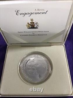 2010 William & Kate Engagement. 999 Silver Proof 5oz Alderney £10 Coin COA #5842