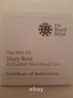 2011 Mary Rose £2 Two Pounds Piedfort Silver Proof Case With Coa