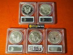 2011 P Reverse Proof Silver Eagle Pcgs Pr69 Ms69 5 Coin 25th Anniversary Set