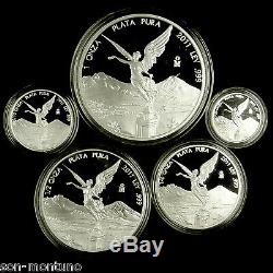 2011 Silver LIBERTAD Complete 5 coin PROOF SET 1 1/2 1/4 1/10 1/20 Oz 999 MEXICO