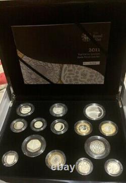 2011 UK 14 COIN SILVER PROOF COIN SET boxed/coa/outer