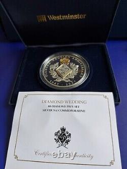 2012 Diamond Jubilee 60-Diamond 5oz 999 Silver Proof Medal Limited Edition