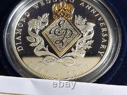 2012 Diamond Jubilee 60-Diamond 5oz 999 Silver Proof Medal Limited Edition