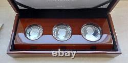 2012 Diamond Jubilee Royal Silver Proof 3 Coin Set in a Wooden Box with Coa