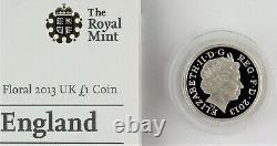 2013 Icons of a Nation Floral England PIEDFORT Silver Proof £1 coin, COA, Box