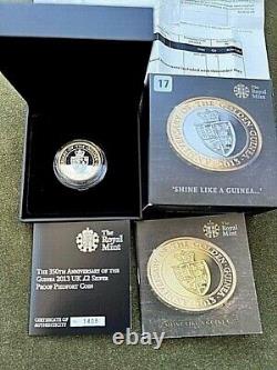 2013 Silver+ Gold PIEDFORT Proof £2 Coin Gold Guinea Royal Mint Two Pound