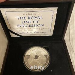 2013 Silver Proof 5oz Cook Islands $25 Coin Box-coa Line Of Succession Nice