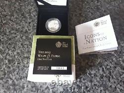 2013 Wales 1 Pound Floral Silver Proof Coin Coa No1