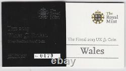 2013 Wales Floral Silver Proof Piedfort £1 Coin With Certificates Near Mint