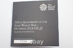 2014 100th Anniversary of WW1 silver proof piedfort £2 coin set COA complete