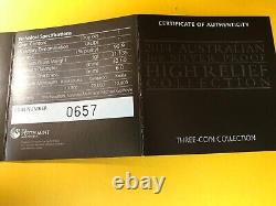2014 Australia High Relief 3 Troy Ounce Silver Proof Coin Collection