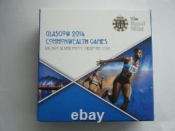 2014 Glasgow Commonwealth Games Piedfort 50p Silver Proof Coin Royal Mint