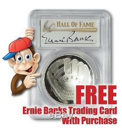 2014-P Baseball HOF Silver $1 - PCGS PR70 - Hand Signed By Ernie Banks