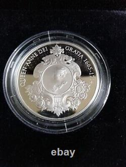 2014 QUEEN ANNE SILVER PROOF £5 FIVE POUND COIN. NO TONING. Boxed -COA