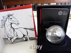 2014 Royal Mint Lunar Year Of The Horse 1 Oz Silver Proof £2 Coin c/w COA & Box