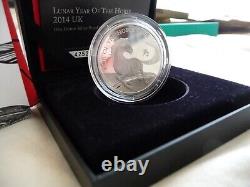 2014 Royal Mint Lunar Year Of The Horse 1 Oz Silver Proof £2 Coin c/w COA & Box