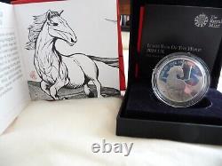 2014 Royal Mint Lunar Year Of The Horse 1 Oz Silver Proof £2 Coin c/w COA & Box