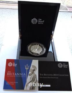 2014 Royal Mint Silver Proof £10 5 Ounce Britannia Cased With COA And Outer