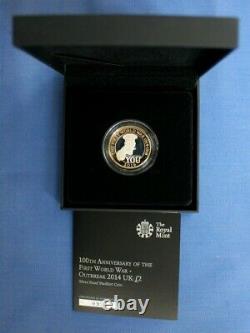 2014 Silver Piedfort Proof £2 coin WWI Outbreak in Case with COA