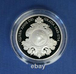 2014 Silver Proof £5 Crown coin Queen Anne Anniversary in Case with COA