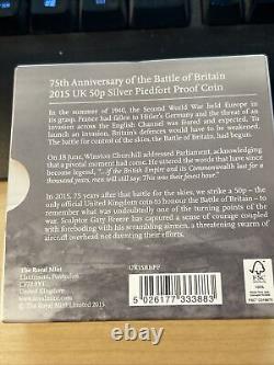 2015 50p Anniversary Battle Of Britain Silver Proof Piedfort Coin Royal Mint