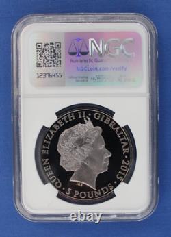 2015 Gibraltar Silver Proof £5 coin Penny Black Anniversary NGC Graded PF69