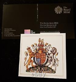 2015 Silver Piedfort £1 Proof Last Royal Arms One Pound Mint Low Mintage of 1482