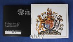 2015 Silver Piedfort Proof £1 coin The Royal Arms in Case with COA