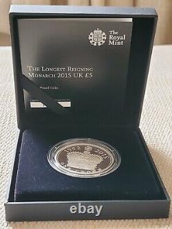2015 The Longest Reigning Monarch Silver Proof £5 Five Pound Coin Bunc With Coa