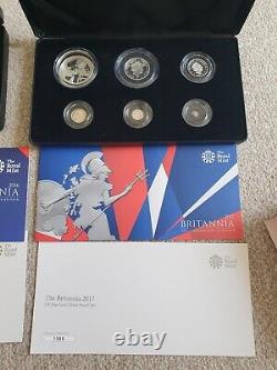 2016 & 2017 BRITANNIA SILVER PROOF 6 COIN SET + Box + Coa UK Royal Mint