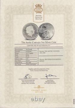 2016 Arctic Convoy 5OZ Silver. 925 £10 Proof Coin in Presentation Box + COA