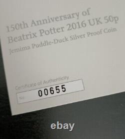 2016 Jemima Puddle-Duck Silver Proof 50p Coin Beatrix Potter Low Mintage Rare