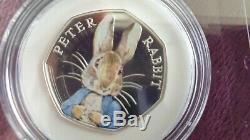 2016 Peter Rabbit 150th Anniversary Beatrix Potter 50p Silver Proof Coin LOW COA