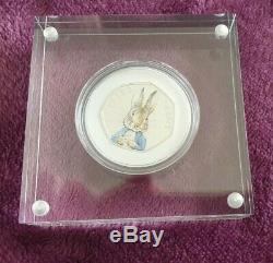 2016 Peter Rabbit 150th Anniversary Beatrix Potter 50p Silver Proof Coin Mint