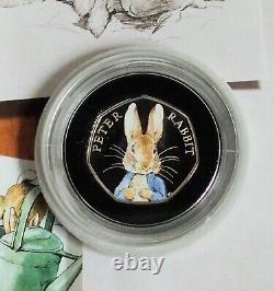 2016 Peter Rabbit UK 50p COLOURED Silver Proof Coin PNC RARE COIN