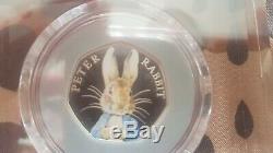 2016 Royal Mint Beatrix Potter Peter Rabbit 50p Silver Proof Coin low COA 09407