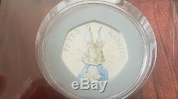 2016 Royal Mint Beatrix Potter Peter Rabbit 50p Silver Proof Coin low COA 09407