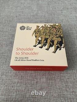 2016 Royal Mint The Army Shoulder To Shoulder Silver Proof PIEDFORT 50p Coin
