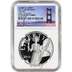 2016-S US American Liberty Silver Medal NGC PF70 UCAM Early Releases Golden Gate