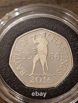 2016 Silver Piedfort Proof 50p coin Battle of Hastings in Case with COA