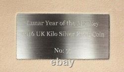 2016 Silver Proof Kilo £500 coin Year of the Monkey in Case with COA