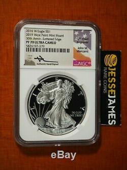 2016 W Proof Silver Eagle Ngc Pf70 Mercanti From 2019 West Point Mint Hoard