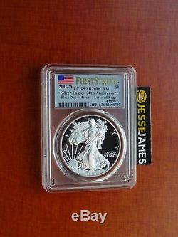 2016 W Proof Silver Eagle Pcgs Pr70 Dcam Flag First Day Of Issue 1 Of 1500