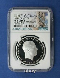 2017 Silver Proof £5 Crown coin Prince Philip NGC Graded Gem Proof