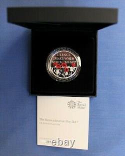 2017 Silver Proof £5 Crown coin Remembrance in Case with COA