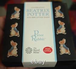 2018 50p Silver Proof Beatrix Potter PETER RABBIT Coin, with COA. Boxed