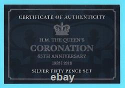 2018 Isle Of Man Her Majesty's Coronation Silver Proof 50p Five-Coin Set