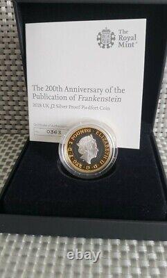 2018 MARY SHELLEYS FRANKENSTEIN Silver Proof PIEDFORD £2 Pound Coin LOW COA